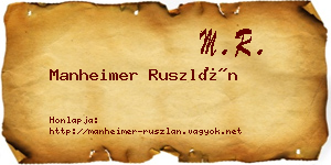 Manheimer Ruszlán névjegykártya